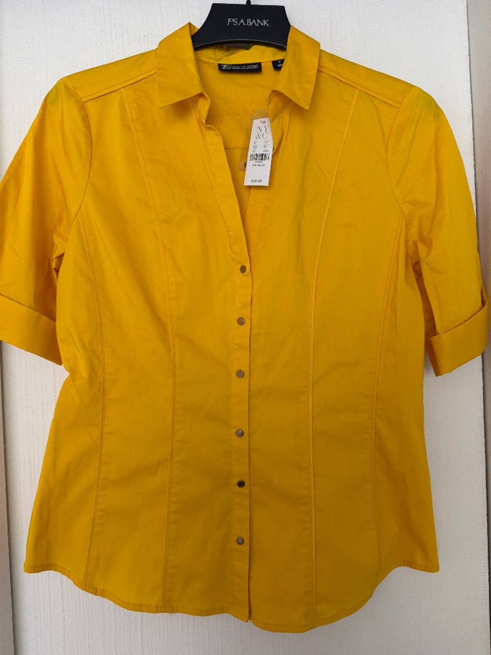 NWT New York & Company Yellow Button-Up Shirt Women’s Size Medium